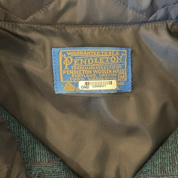 VINTAGE Pendleton Board Shirt Medium Blue Loop Collar Virgin Wool 70s Shacket - Picture 7 of 16